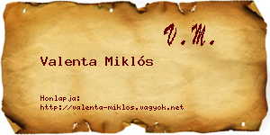 Valenta Miklós névjegykártya